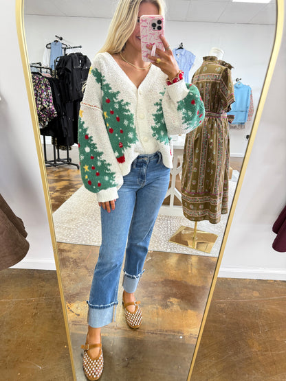 Merry Pine V-Neck Knit Cardigan