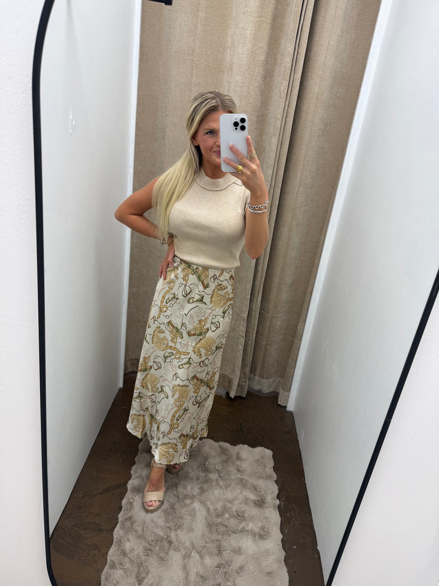 Satin Rodeo Midi Skirt