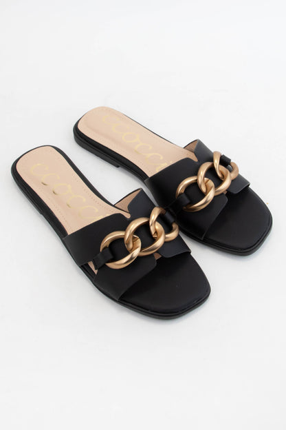 BRONZE BOLD CHAIN H-SHAPED SANDAL