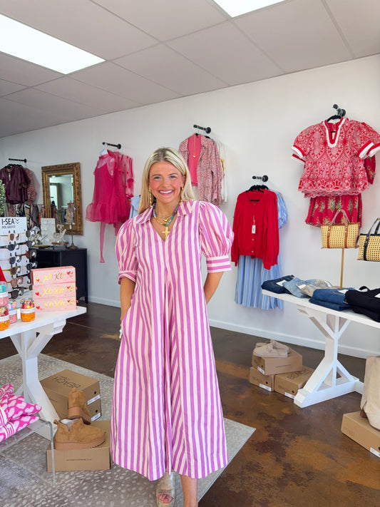 Marie Striped Midi Dress