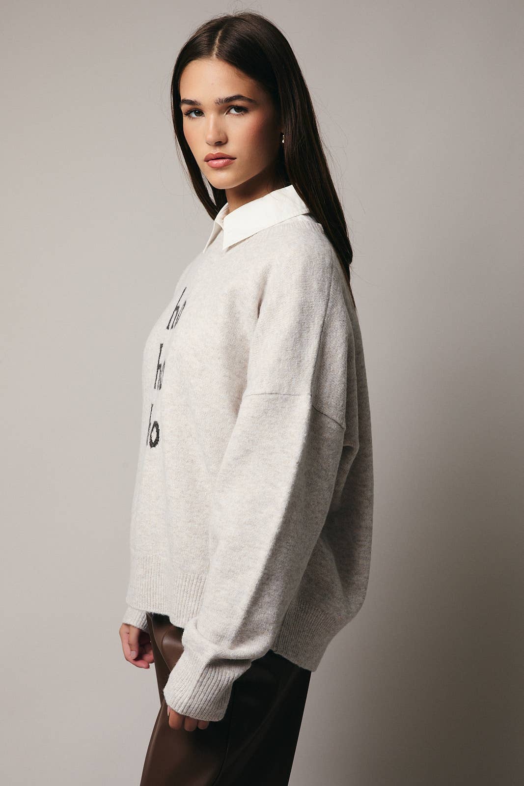 CREW NECK LONG SLEEVE " ho ho ho" SWEATER