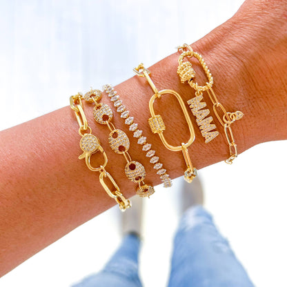 Gold Filled Bracelets: Pave' Filled Claw Clasp Bracelet