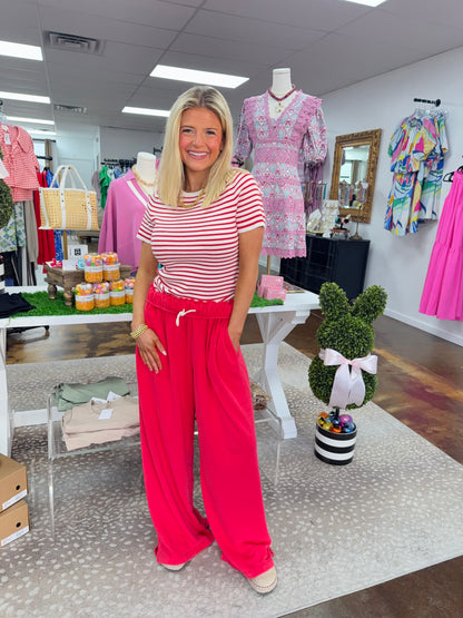 Sierra Striped Short Sleeve & Sweatpants Set