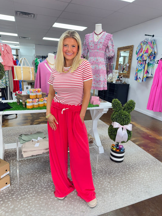 Sierra Striped Short Sleeve & Sweatpants Set