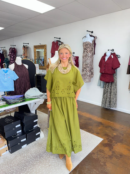 Paige Eyelet Blouse & Maxi Skirt Set