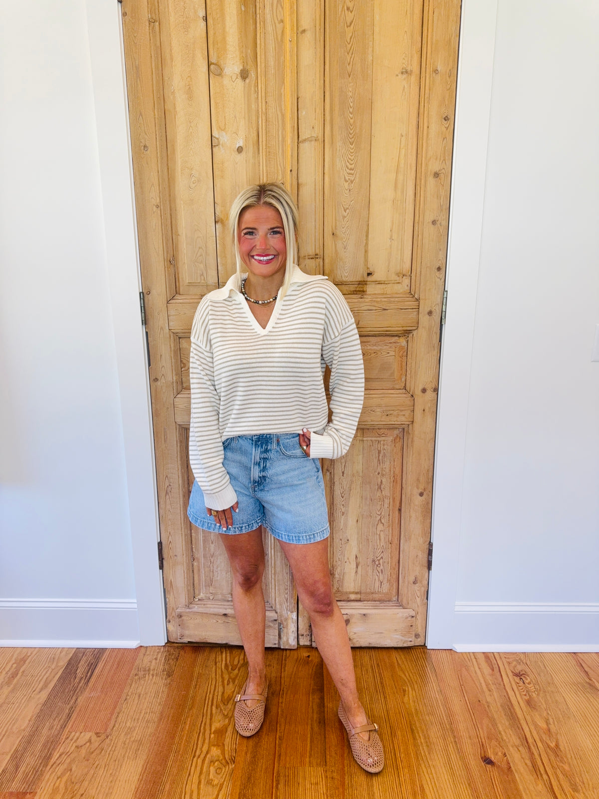 Megan Striped V-Neck Sweater