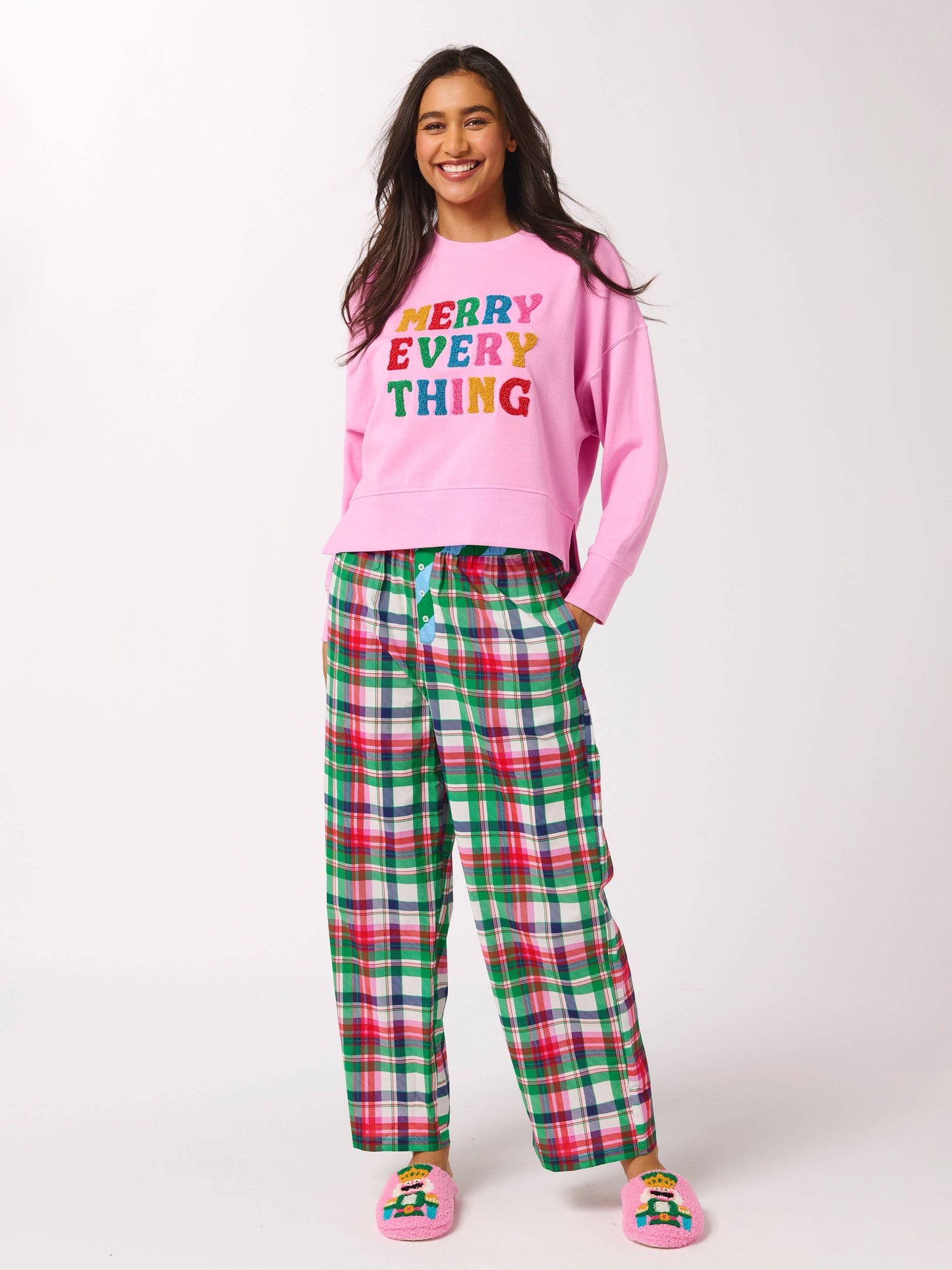 MERRY EVERYTHING RELAXED SWEATSHIRTS,CANDY PINK