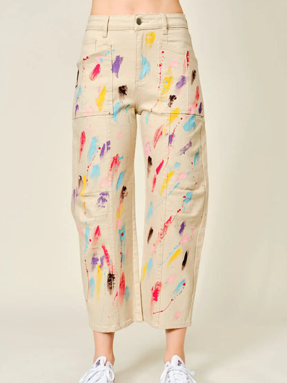 Multi Color Paint Barrel Pants