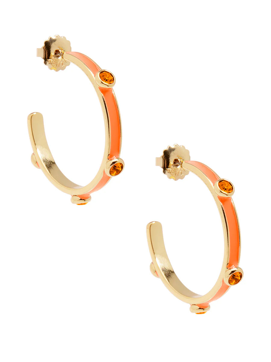 Enamel Hopp Earring with Crystals