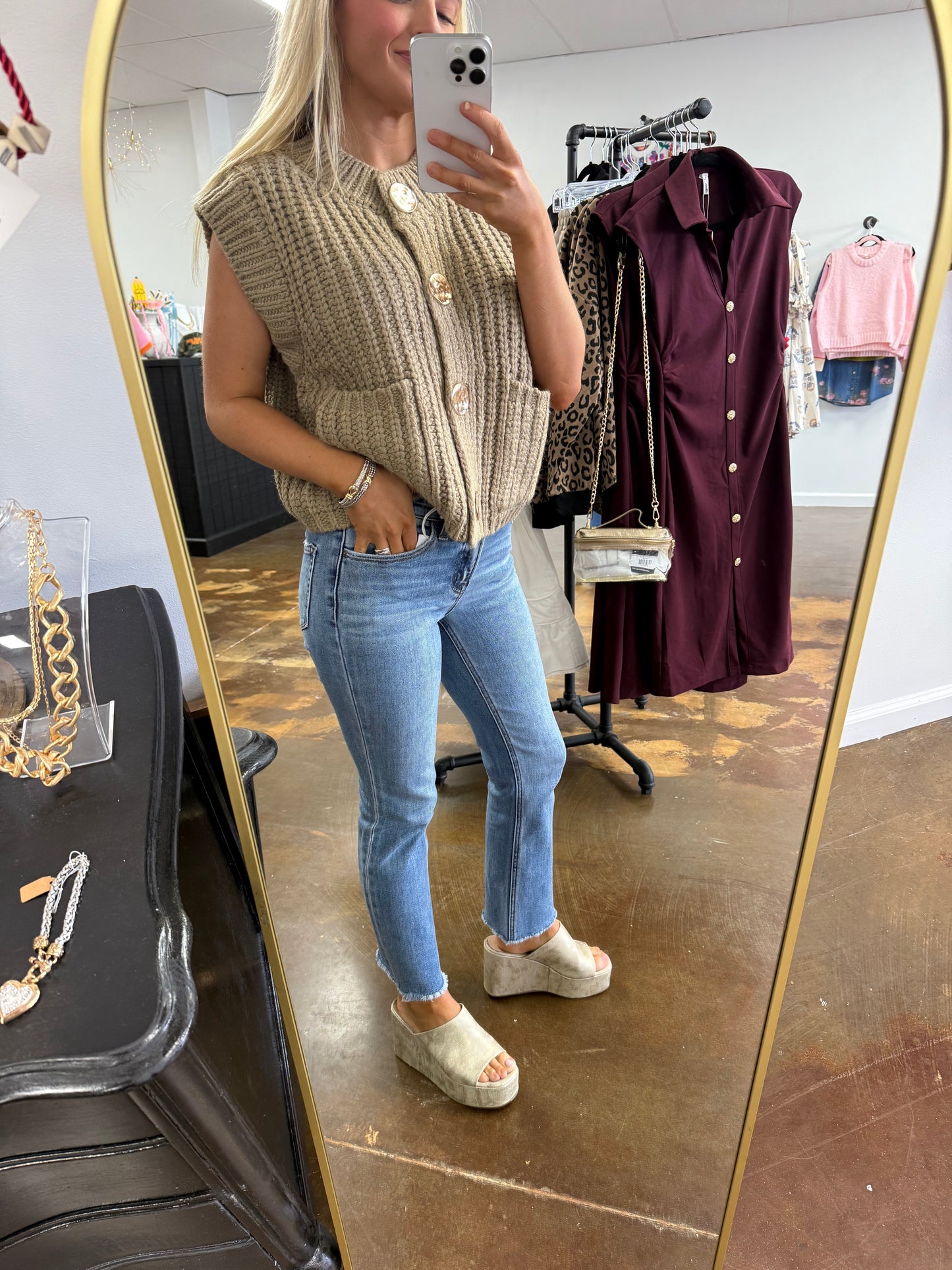 Front Button Knit Vest