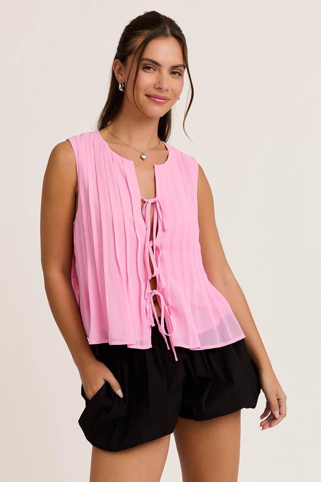 TUCK DETAIL SLEEVELESS TOP