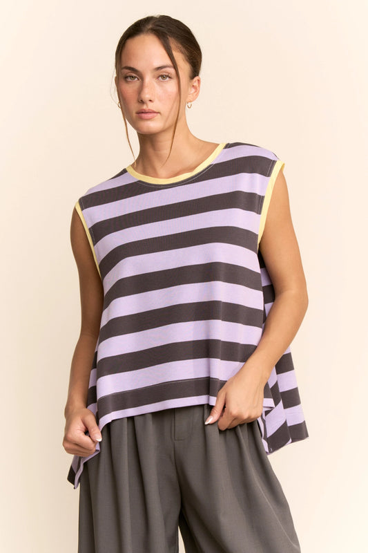 STRIPED Sleeveless Relaxed Fit Top