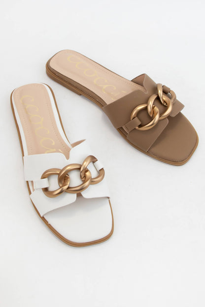 BRONZE BOLD CHAIN H-SHAPED SANDAL