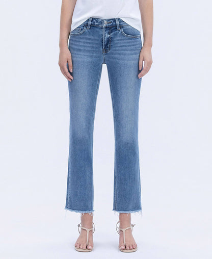 MID RISE RAW HEM CROP STRAIGHT JEANS V2750N