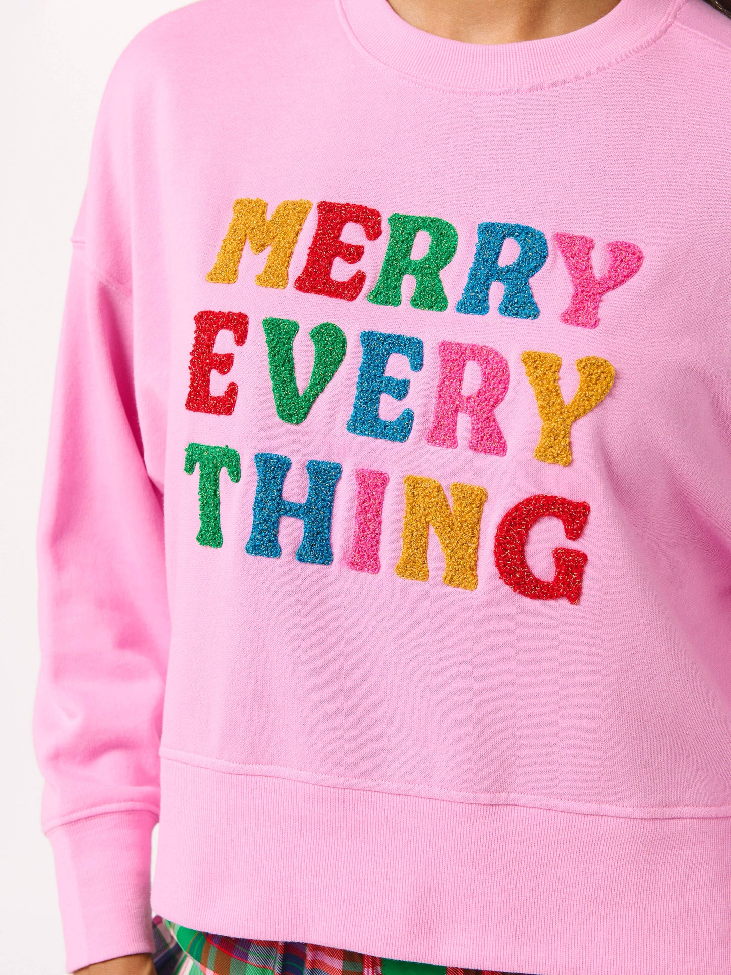 MERRY EVERYTHING RELAXED SWEATSHIRTS,CANDY PINK
