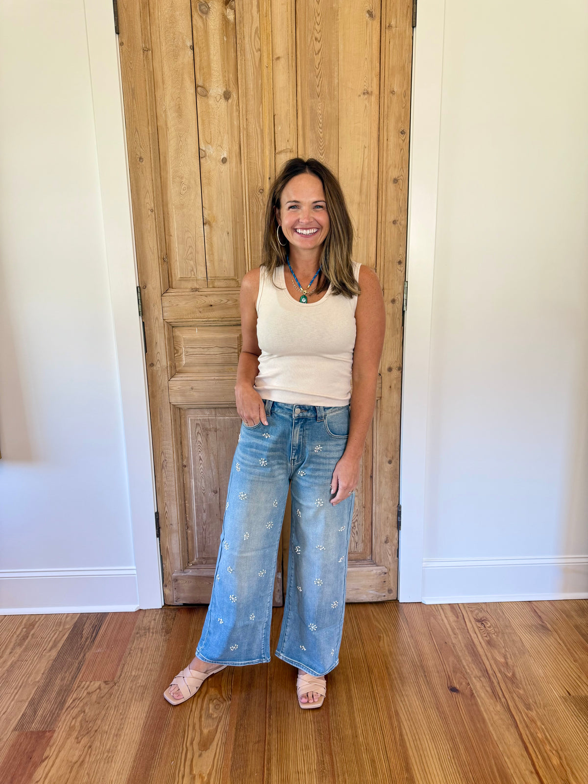 Hannah Washed Jeweled Denim