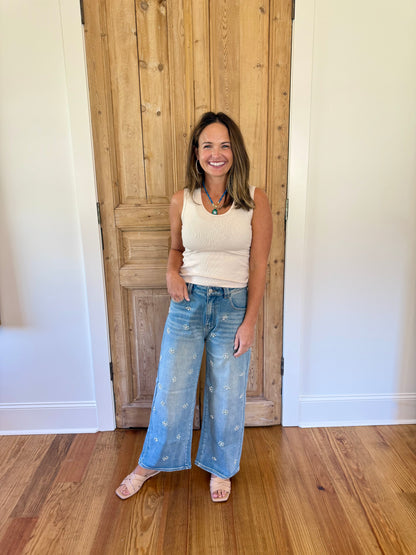 Hannah Washed Jeweled Denim