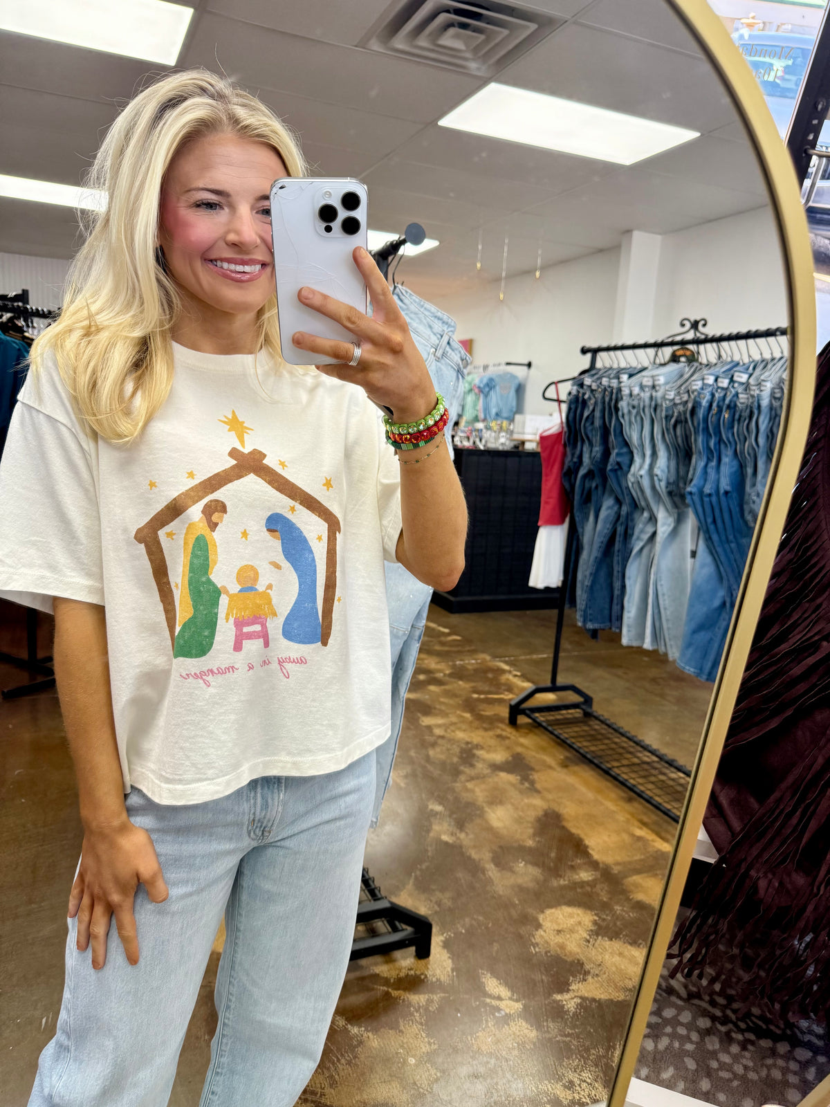 Away In A Manger Crop Tee