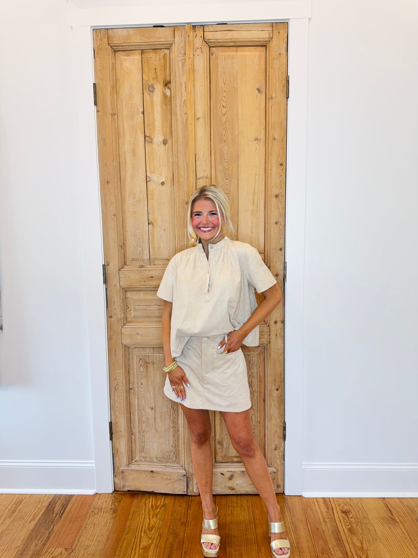 Lena Collared Blouse & Skort Set