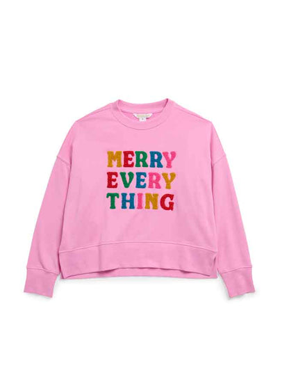MERRY EVERYTHING RELAXED SWEATSHIRTS,CANDY PINK