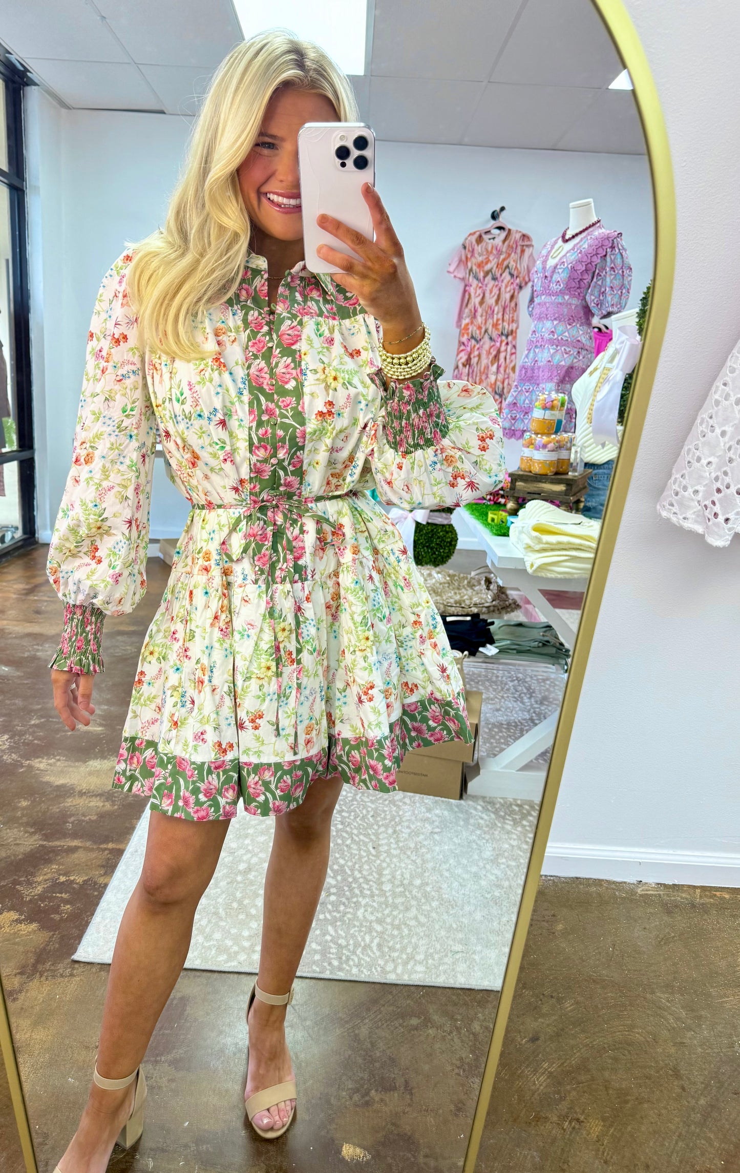 Contrast Floral Print Shirt Dress