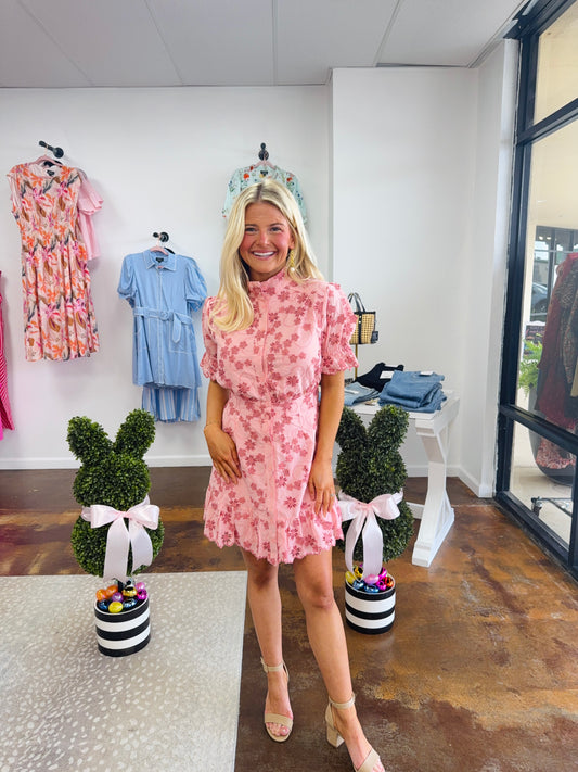 Short Sleeve Ruffled Hem Mini Dress