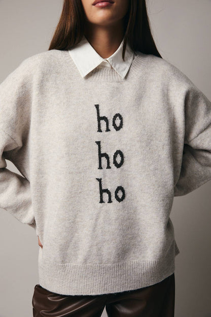 CREW NECK LONG SLEEVE " ho ho ho" SWEATER