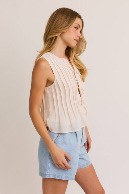 TUCK DETAIL SLEEVELESS TOP