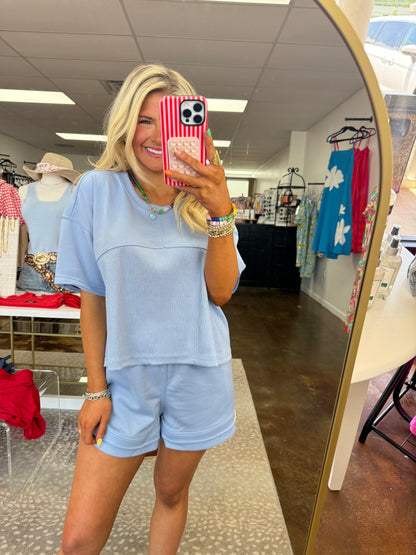 Rivers Top & Short Set - Sky Blue