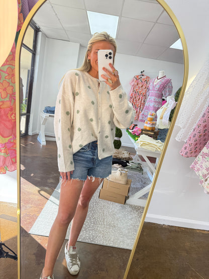 Long Sleeve Crew Neck Dot Sweater