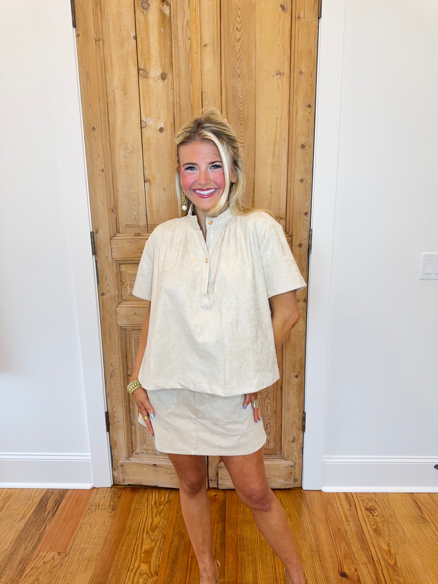 Lena Collared Blouse & Skort Set