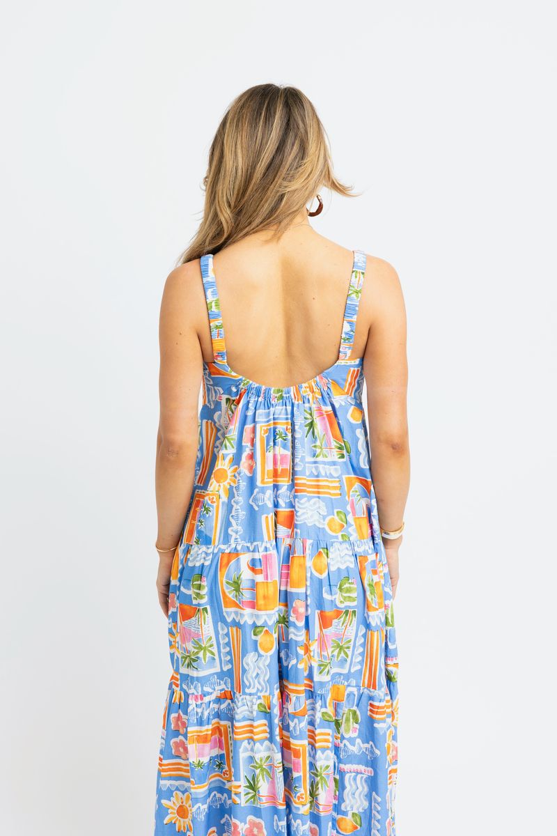 Santorini Scoop Back Tier Maxi Dress