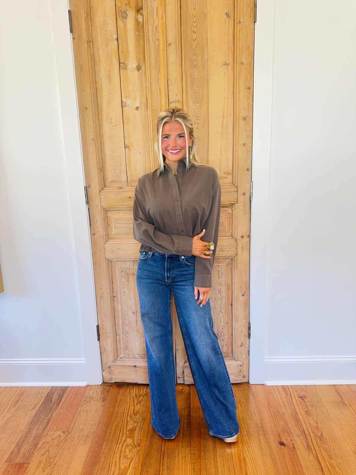 Kelli Button Down Cropped Blouse