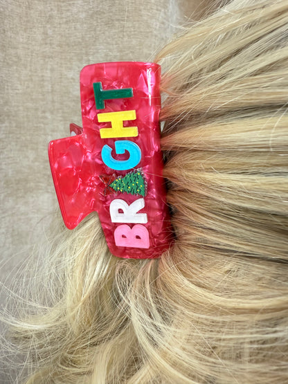 Merry Bright Christmas Claw Clip