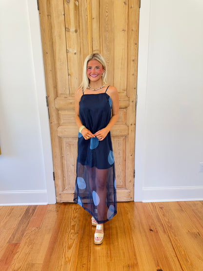 Hayden Polka Dot Sheer Overlay Maxi Dress