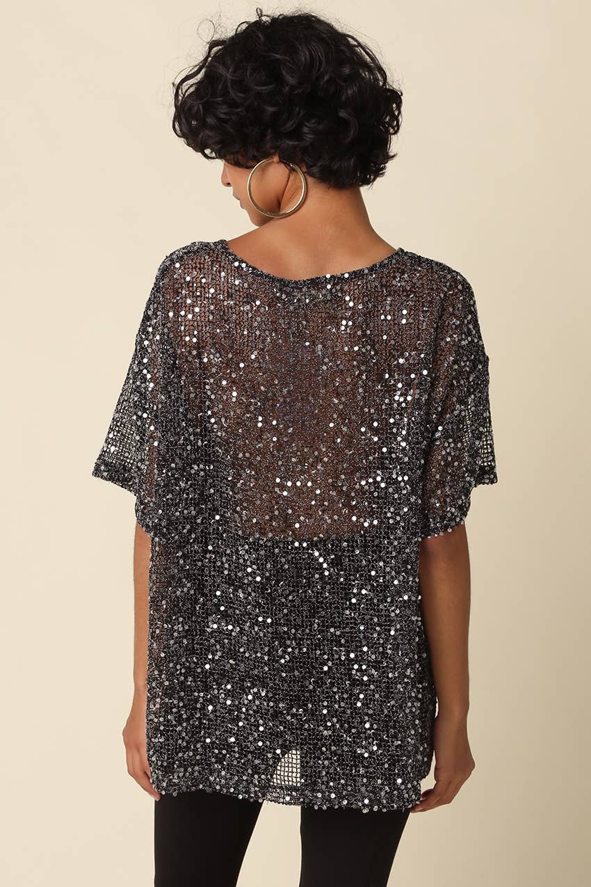 Lana Sequin Mesh Top