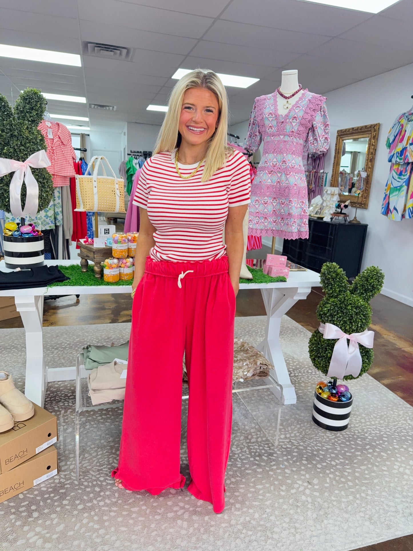 Sierra Striped Short Sleeve & Sweatpants Set