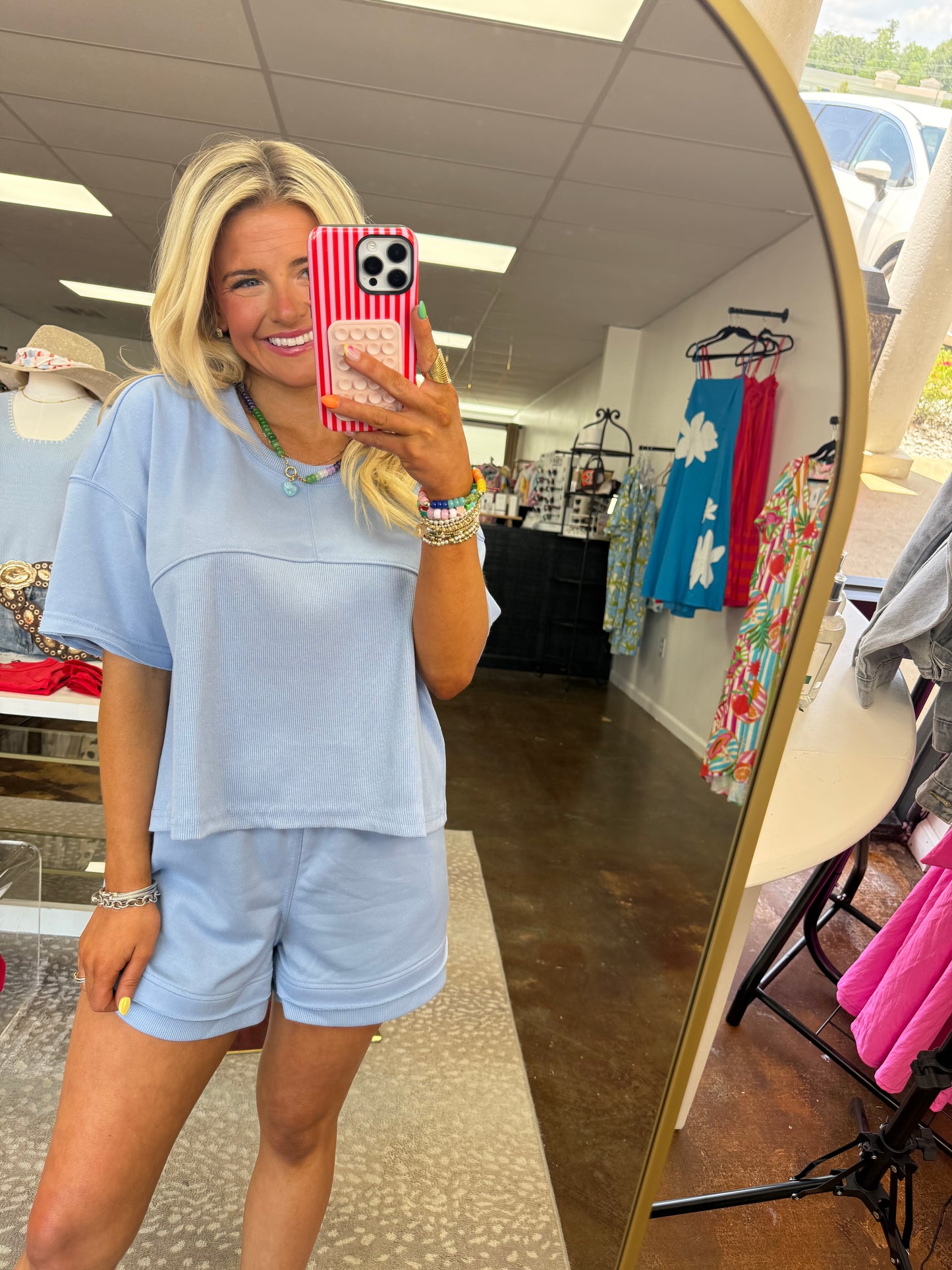 Rivers Top & Short Set - Sky Blue