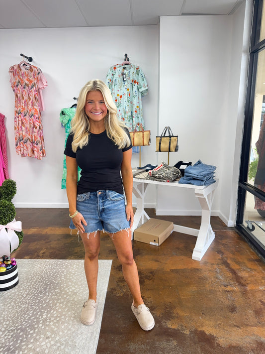 Lori Crew Neck Tee - Black