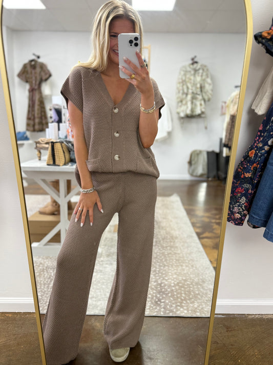 Waffle Knit Vest/Pants Set