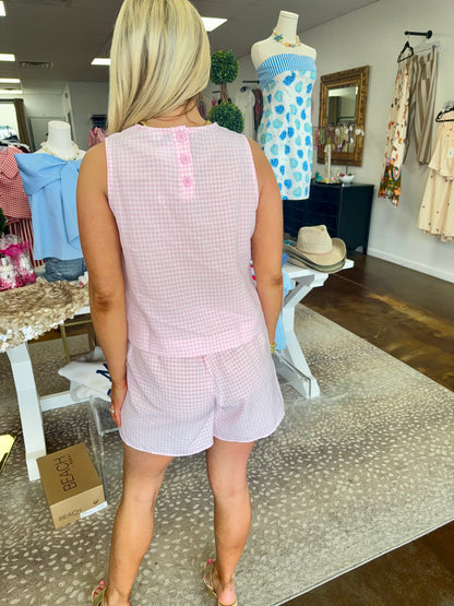 Elle Gingham Tank & Skort - Pink
