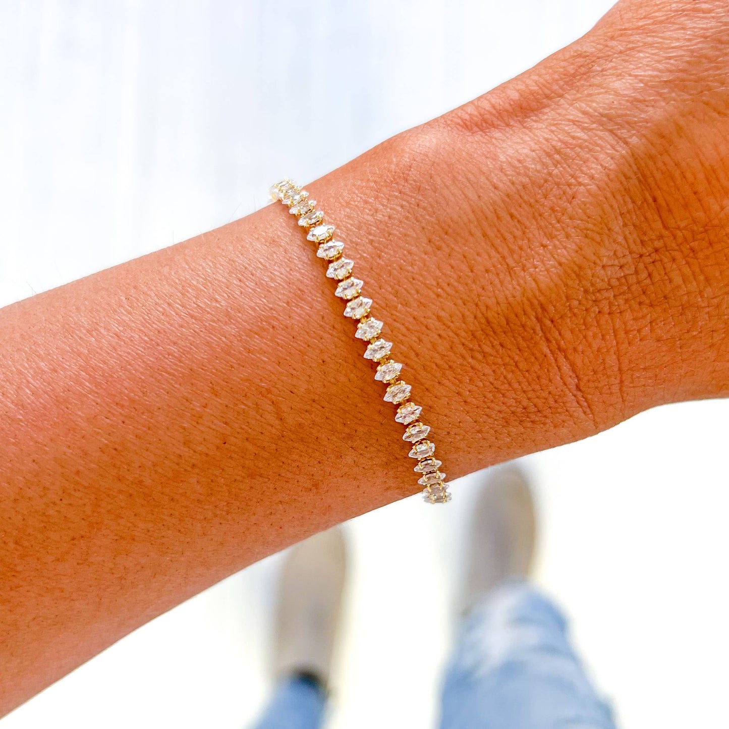 Gold Filled Bracelets: Pave Crystal Large Link Adjustable Bracelet