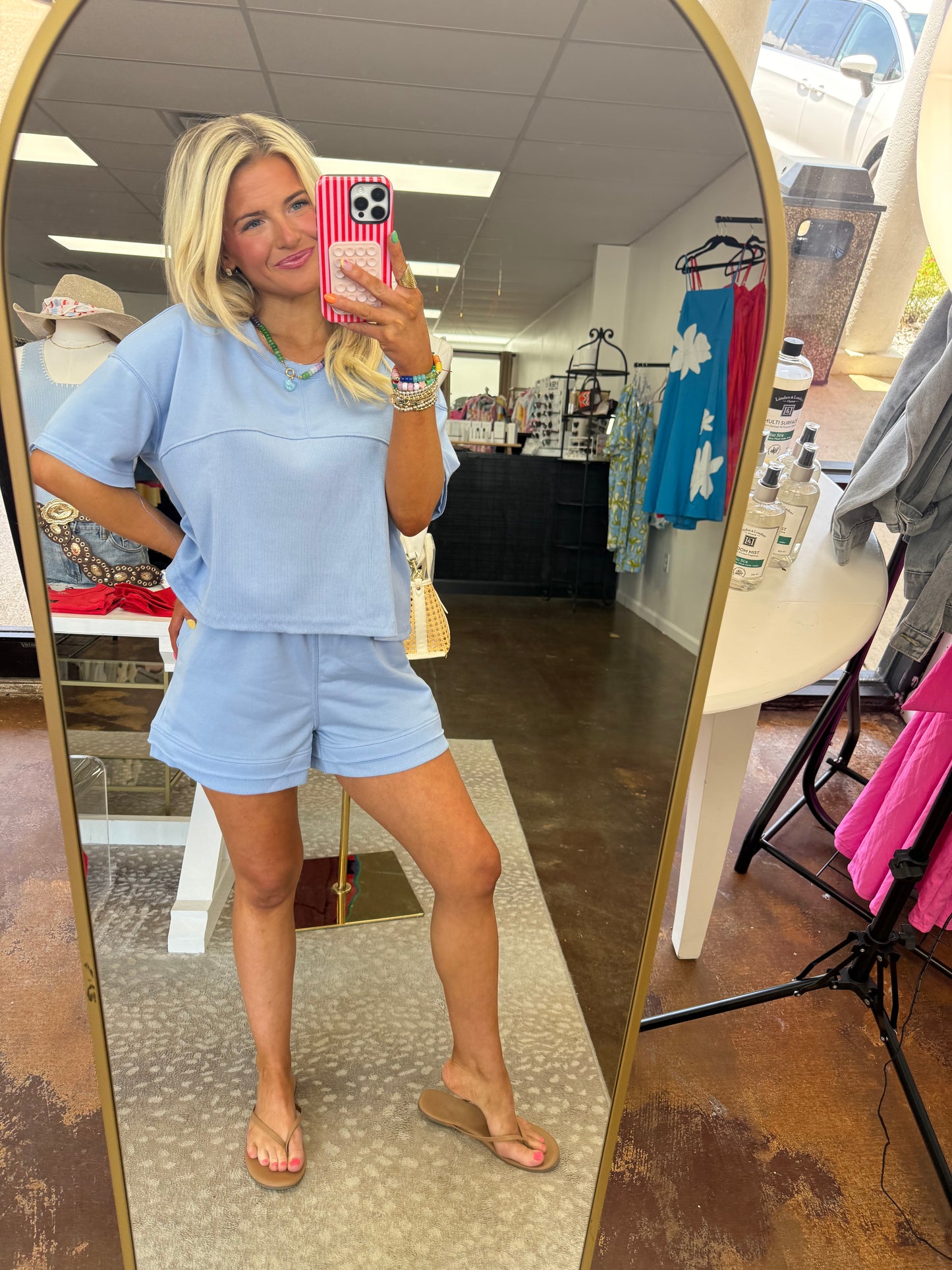 Rivers Top & Short Set - Sky Blue