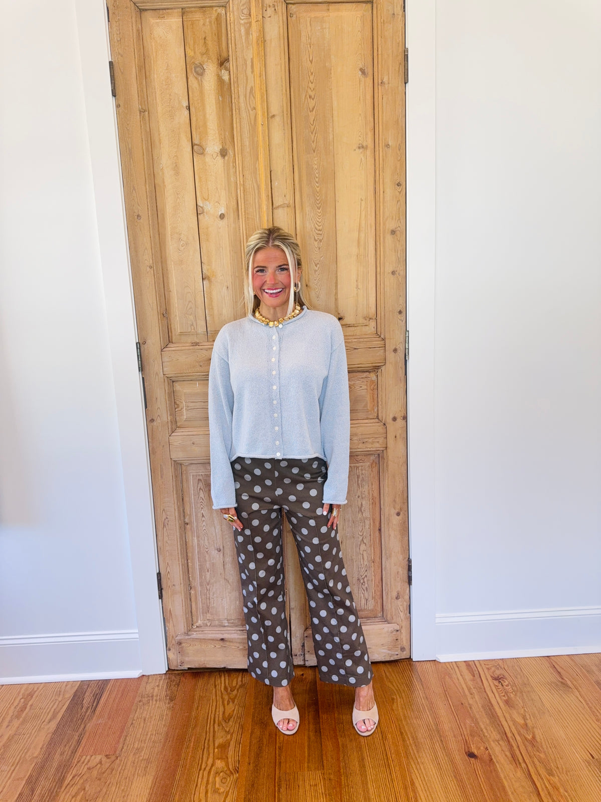 Jada High Waist Polka Dot Flare Crop Pants