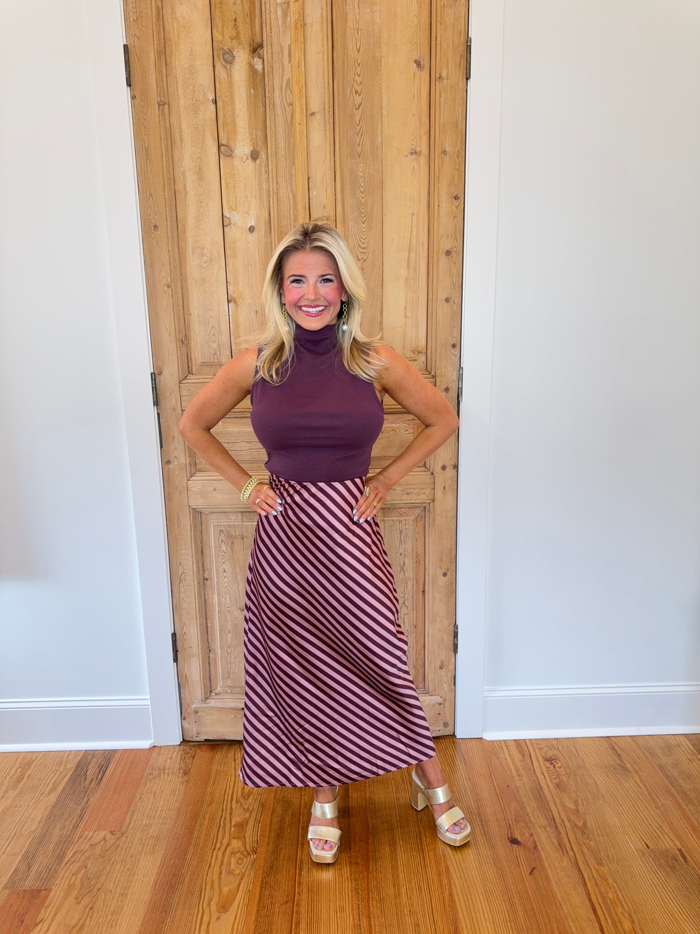 Dusty Rose Satin Maxi Skirt