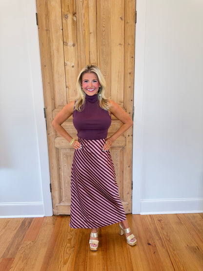 Dusty Rose Satin Maxi Skirt
