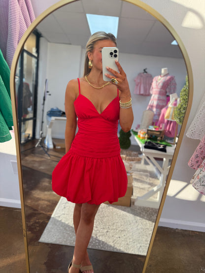 Bri Ruched Mini Dress - Red