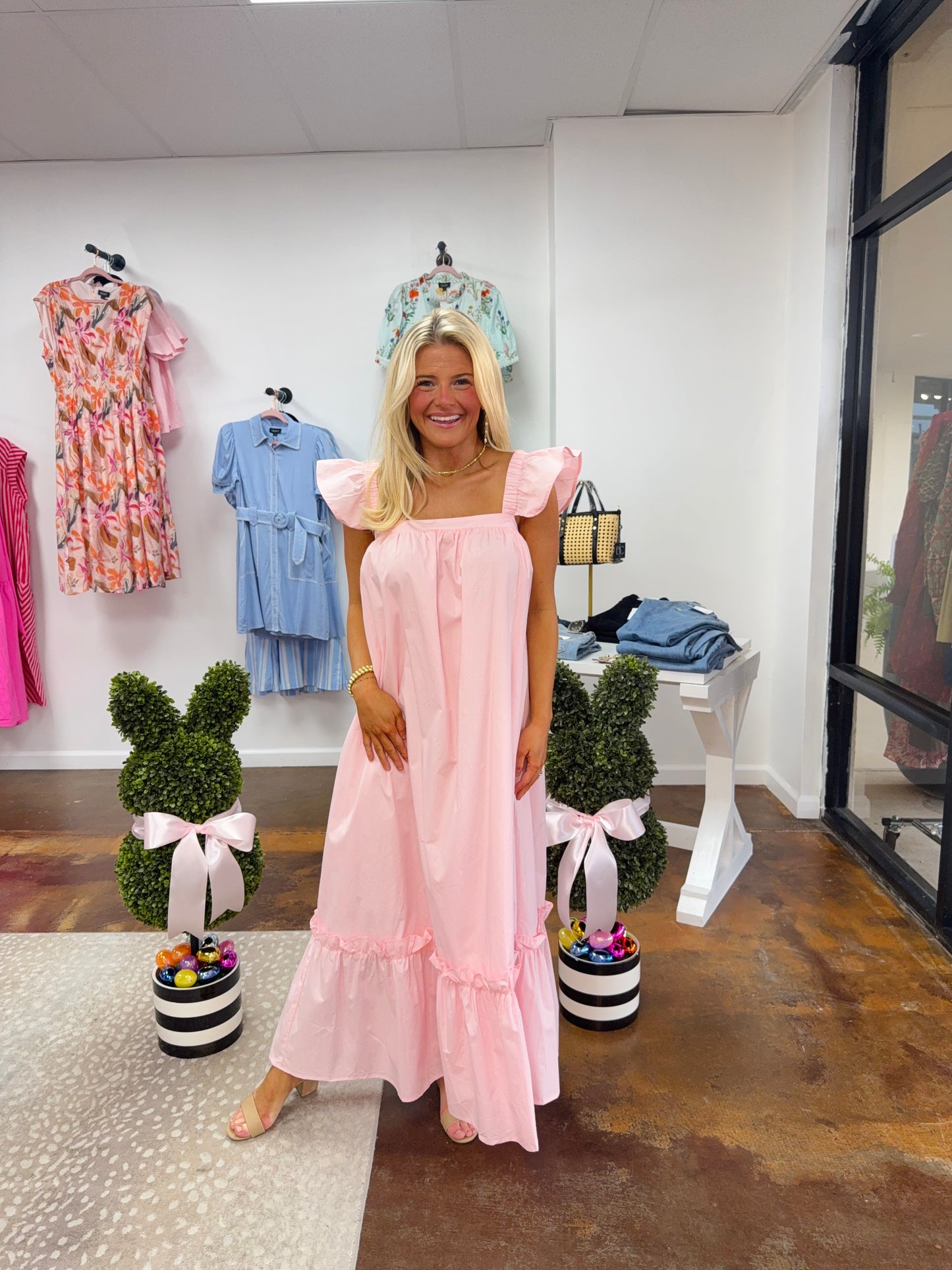 Gabi Ruffled Tiered Midi Dress