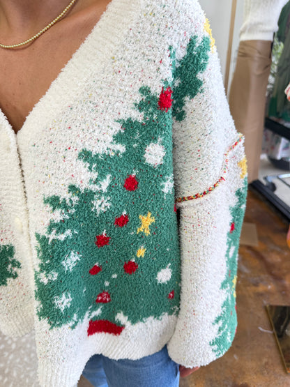 Merry Pine V-Neck Knit Cardigan