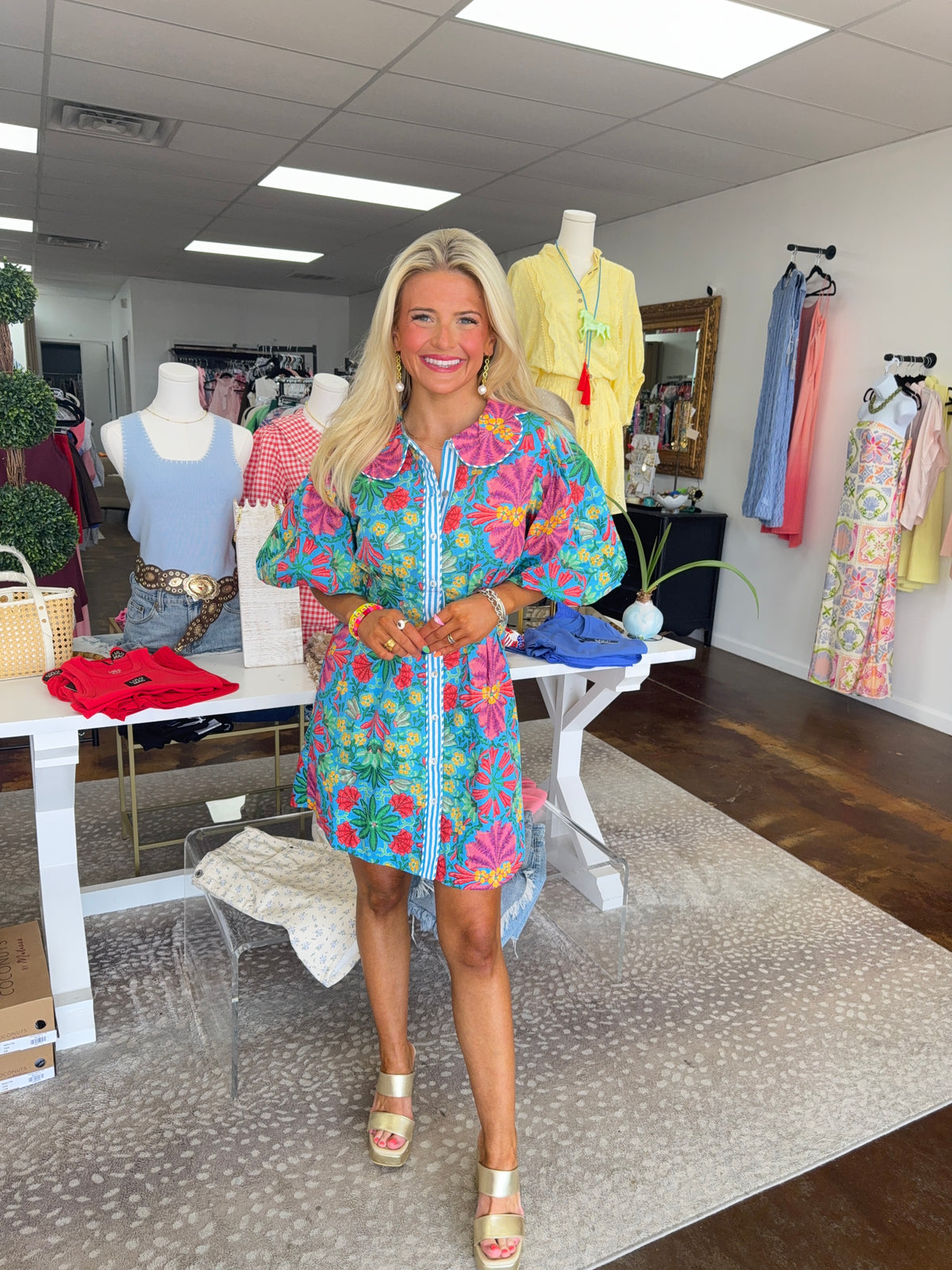 Tropical Button Shirt Dress